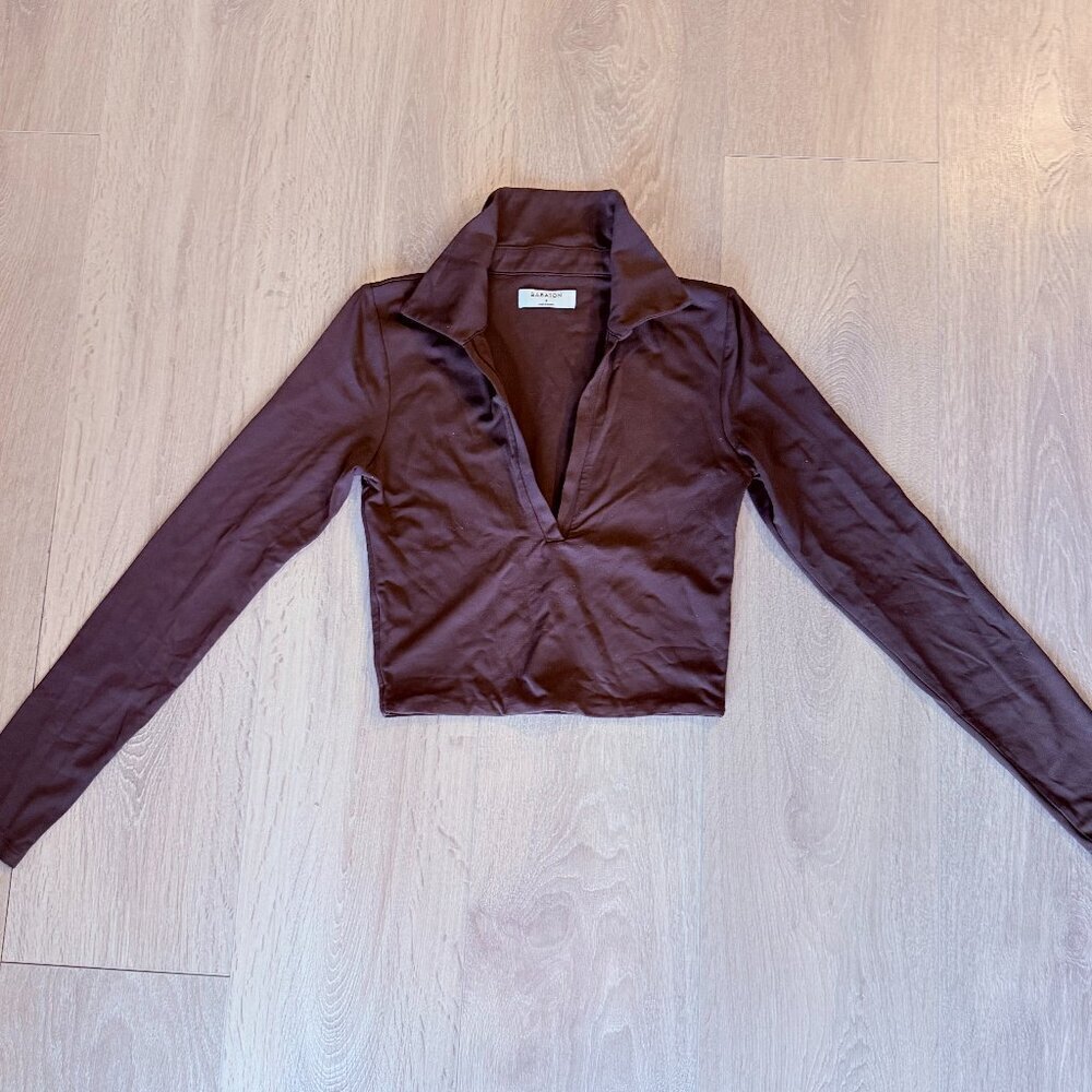 Aritzia Babaton Brown Cropped Top - Size S